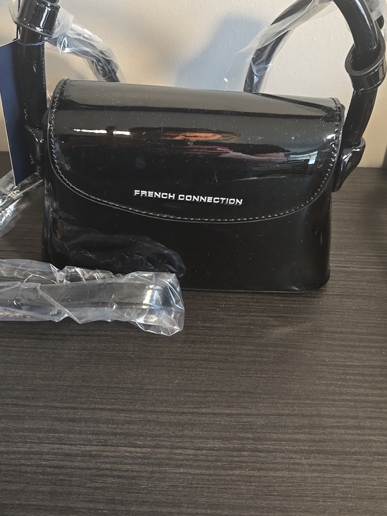 French Connection Handbags - NWT French Connection Black Patent Mini Top-Handle Bag Retail 88